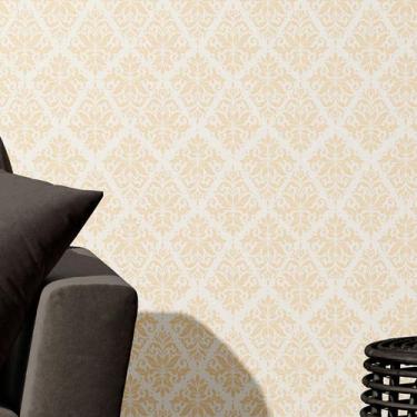 Imagem de Papel De Parede Arabesco Bege e Branco Adesivo Vinílico Lavável - PAPE