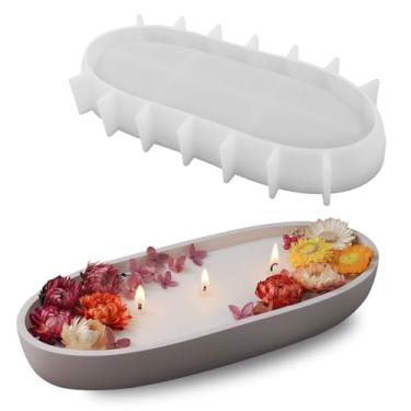 Imagem de Wehous Molde de resina de tigela grande, moldes ovais de silicone para cimento de concreto de resina, molde de fundição epóxi para joias, maquiagem, recipiente, vela, vaso de suculenta, decoração de