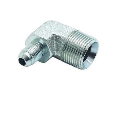Imagem de CDQBWKJGFJ 1 peça 3/20.3 cm macho JIC (9/40.6 cm-18 Tpi) x 3/10.2 cm macho NPT encaixe hidráulico 37° flare para 90° adaptador de tubo de cotovelo