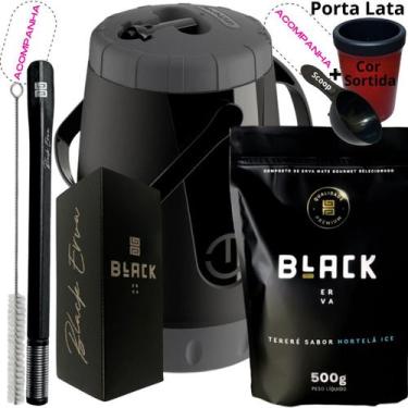 Imagem de Kit Completo Tereré Black Erva Mate Garrafa térmica Unitermi Copo Inox