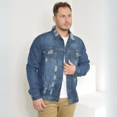 Imagem de Jaqueta masculina jeans com detalhes rasgadas destroyd - TBTJeans, Jea