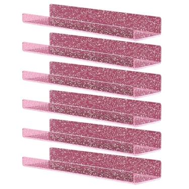 Imagem de Prateleiras de acrílico, pacote com 6 prateleiras flutuantes de 39,9 cm para parede, prateleiras de exibição Funko Pop Lego, estantes de livros infantis, prateleira suspensa para banheiro, quarto,