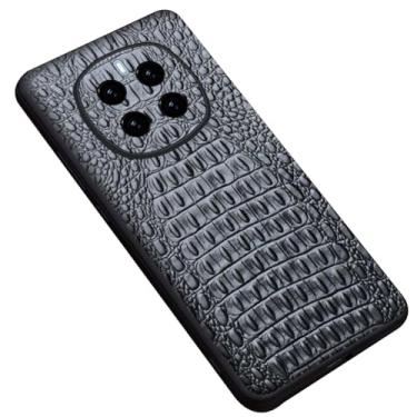 Imagem de POYUFRG Capa para Honor Magic 7 Pro/7, capa de telefone com lente de envoltório completo com padrão de crocodilo, capa fina de couro legítimo, estilo comercial, preta, 7 Pro