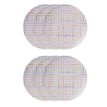 Imagem de Jogo 6 Pratos Rasos Tramontina Sweet Color em Porcelana Decorada 25 cm