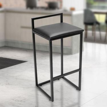 Imagem de Banco Banqueta Industrial 65cm Preta - METALAÇO