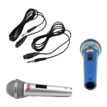 Imagem de Microfone duplo Com Fio Dinâmico 2 metro P/ Karaokê - weisre