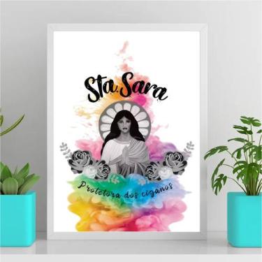 Imagem de Quadro Santa Sara Protetora Ciganos 33x24cm - com vidro - Quadros On-l