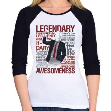 Imagem de Baby Look Raglan Legendary Awesomeness Manga 3/4 - Foca na Moda, Branc