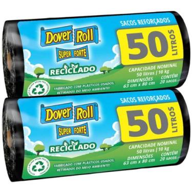 Imagem de Kit 2 Sacos Para Lixo Super Forte Reciclado 50L 20un F - Dover Roll