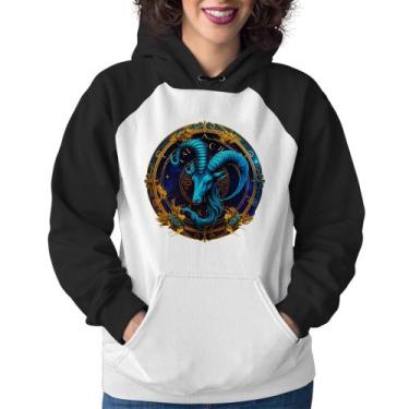 Imagem de Moletom Feminino Capricórnio Sígno - Foca na Moda, Branco, Preto, GG