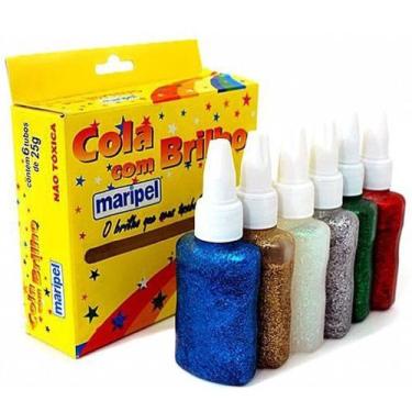 Imagem de Cola com Brilho Maripel 6 Tubos de 25g