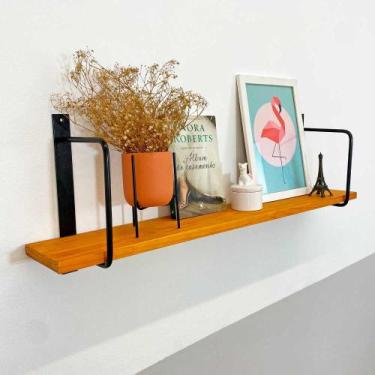 Imagem de Prateleira de Parede de Ferro e Madeira Bracket Industrial 90cm Carval