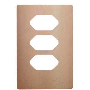 Imagem de Placa Para 3 Tomadas 4X2 - Novara Ouro Rose - Dicompel Novara Ouro Ros