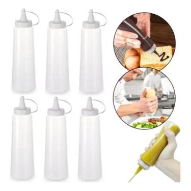 Imagem de Kit 6 Bisnaga Molho Mostarda Ketchup Maionese 400Ml Tampa Branca - Pla