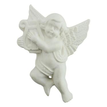 Imagem de Anjo com Arpa 6x5 R0073 Resina - ATACADÃO DO ARTESANATO MDF