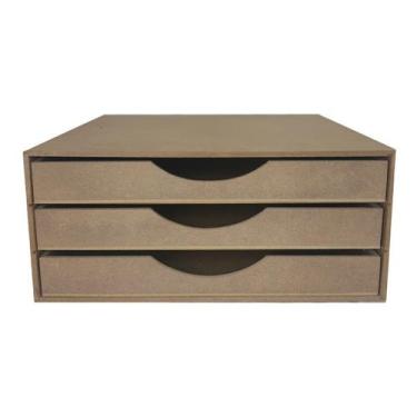 Imagem de Organizador Scrap 3 Gavetas 34,5x35,5x15 Mdf Madeira - ATACADÃO DO ART