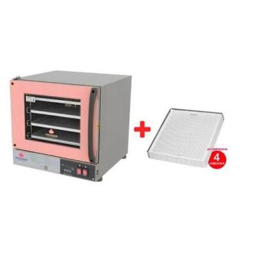 Imagem de Kit - Forno Turbo Elétrico Fast Oven PRP-004 Plus 127V Rosa + 4 Assade
