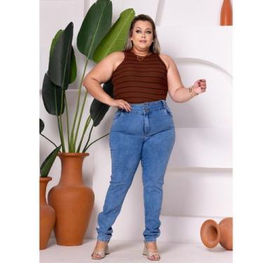 Imagem de Calça Skinny Jeans Feminina  modeladora Plus Size  cintura alta lycra/