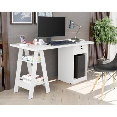 Imagem de Escrivaninha Bali Cavalete C/ Nicho e Gaveta com Chave Branco - Carmol