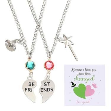 Imagem de SAMIQU Colar combinando amizade – Pingente de chapéu de bruxa inspirado em Elphaba e Galinda, presente de Dia dos Namorados para casais BFF e fãs de filmes, Medium, Metal, Abalone
