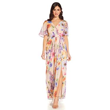 Imagem de Adrianna Papell Vestido feminino de chiffon com estampa floral, Praline Multi, 42