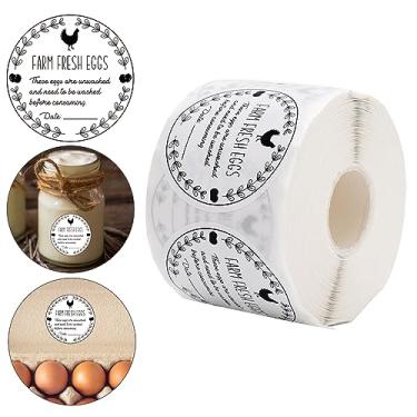 Imagem de AnyDesign 500 adesivos de ovos frescos da fazenda 5 polegadas Farmer's Market adesivos de embalagem orelha de trigo ovos não lavados decalque de etiqueta escritível para fazenda, negócios, produtos