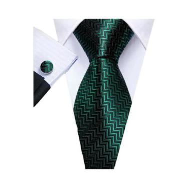 Imagem de Conjunto de Gravata e Abutões Masculinos - Verde Menta, Cerceta, Oliva