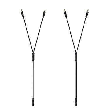 Imagem de SIM&NAT 1 cabo divisor de fonte de alimentação CC fêmea para 2 machos, 5,5 mm x 2,1 mm, fio adaptador divisor Y, cabo Y para câmera de estacionamento CCTV de segurança, fita de LED, pacote com 2