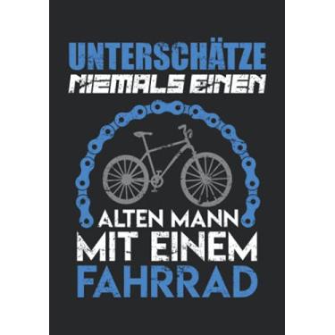 Imagem de Notizbuch A5 dotted, gepunktet mit Softcover Design: Alter Mann mit Fahrrad Fahrradfahrer Geburtstagsgeschenk: 120 dotted (Punktgitter) DIN A5 Seiten