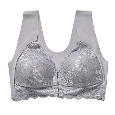 Imagem de Top feminino top sol gráfico cropped plus size tops sutiãs para mulheres renda sexy kawaii sem costura Cami sem fio básico top 2025, Cinza, 5G