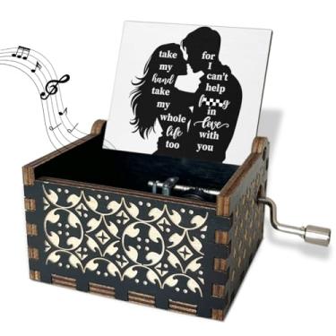 Imagem de Take My Hand Take My Whole Life Too I Can't Help Falling in Love with You, caixa de música de madeira, vintage, manivela, caixa musical para mulheres, Natal, Dia dos Namorados, presentes de