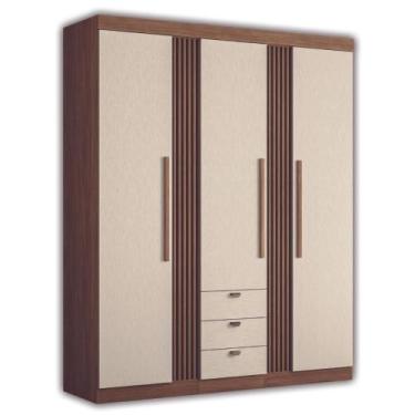 Imagem de Guarda Roupa Solteiro 3 Portas Ripado Lens Jatobá Areia - CasaH