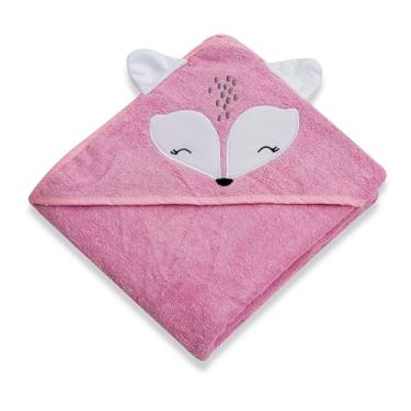 Imagem de Toalha Infantil com Capuz 3D 100% Algodão 91cm x 75cm Raposinha Rosa Urso Branco - Loaní Baby (Raposinha)