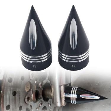 Imagem de FINMOKAL Tampas de eixo dianteiro com ponta preta para Harley Touring Electra Street Road Glide Road King 2000-2007 Dyna Low Rider Street Bob Super Glide 04-2007