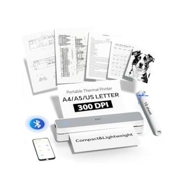 Imagem de PRT Impressora portátil sem fio para viagens, impressora térmica pequena Bluetooth sem tinta, suporta 21,6 cm x 28 cm, A4, compatível com iOS, Android, laptop para uso doméstico, escritório e veículos