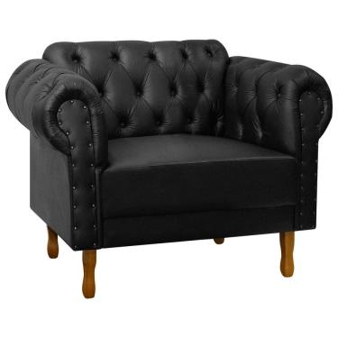 Imagem de Poltrona Decorativa Chesterfield para Consultório e Recepção Couro Sintético - SOFA STORE