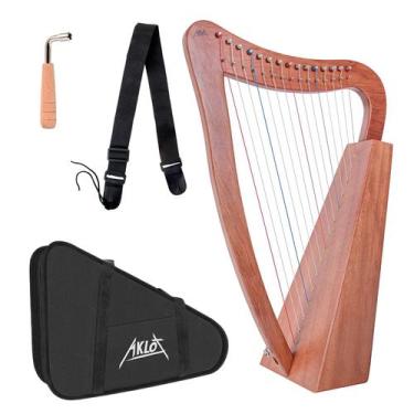 Imagem de Harpa Lira AKLOT 15 Cordas - Mogno 56cm com Acessórios