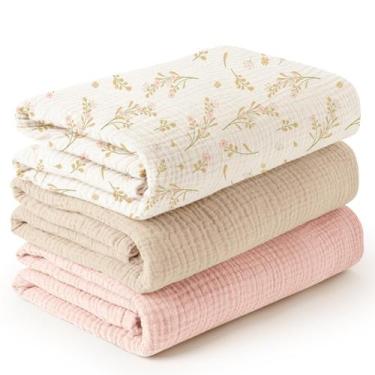 Imagem de Cobertores Muslin Konssy - Pacote com 3 (120x120cm) - Unissex