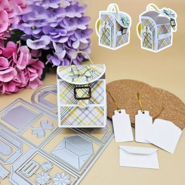 Imagem de 1 conjunto de caixa de presente de corte de metal cortado para embalagem de presentes, artesanato de papel feito à mão, caixa de petiscos, faça você mesmo, para aniversário, amigos, festivais de