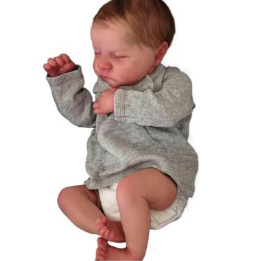 Imagem de QXYIXZ Boneca Bebe Reborn Realista Menino -Bebê Reborn Menino Feito em Bebe Reborn Silicone Solido,Feche os Olhos Dormir 50cm 1.3kg Silicone Sólido Lavável Baby Reborn com Toque Suave