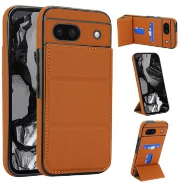 Imagem de Dteck Capa carteira para Google Pixel 8a 15.5 cm 2024 com fecho magnético oculto slot para cartão e função de suporte, capa de couro PU, capa protetora fina e leve fina com bolso, marrom