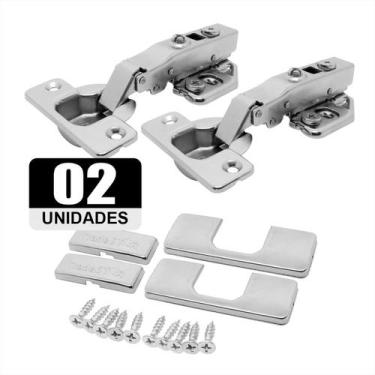 Imagem de Kit C/2 Dobradiça Clip On 105 Soft Close 3D Reta Cp Caneco - Tradestar