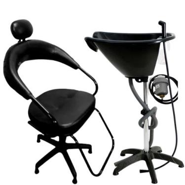 Imagem de kit salão cadeira futurama almofadada + lavatório portátil - SD