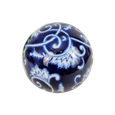 Imagem de Bola Decorativa Porcelana De Mesa 10Cm Azul E Branca Escura