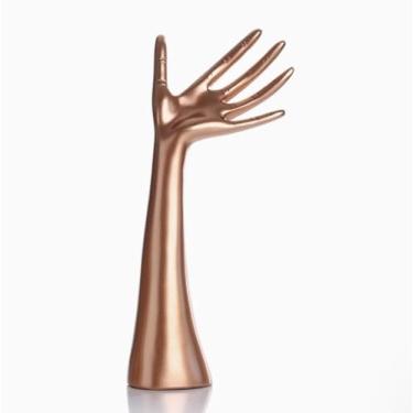 Imagem de YJIUYUANQ Suporte de exibição de mão de manequim feminino para exibição de joias, pulseira, colar, anel, suporte de plástico, antebraço, fundição humana para decoração de anel de joias, cor rosa, 1