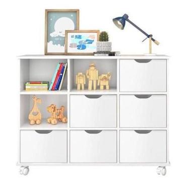 Imagem de Nicho Organizador com 6 gavetas Branco com rodízios - Qmovi