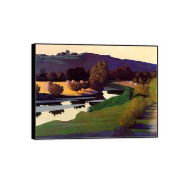 Imagem de MUHJDYC Felix Vallotton famosa pintura impressa em tela - moldura preta quadros decoração de parede - arte de parede para sala de estar quarto casa (noite 2) 20x25cm-8x10in