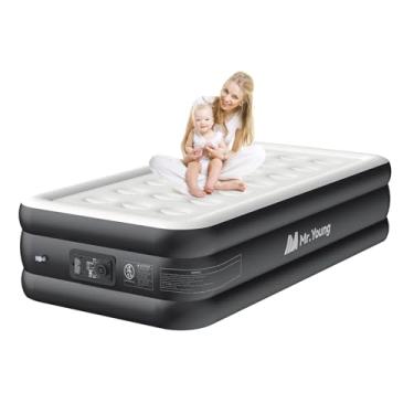 Imagem de Mr.Young Colchão De Ar Duplo Com Bomba Embutida, Inflável Luxo Elevado 18", Colchões Infláveis Em 2 Minutos Autoinflagem/Desinflagem, Para Hóspedes E Residências, Camping, Máximo 650 Lb