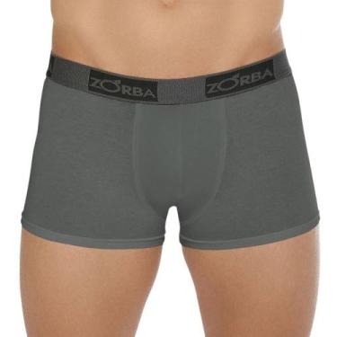 Imagem de Cueca Zorba Boxer Plus 717 Cotton Elástico Personalizado, GG, Chumbo