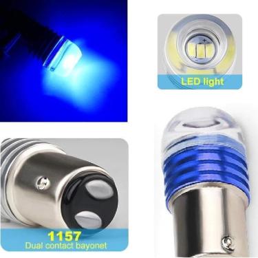 Imagem de Par Lâmpada Led Pisca Strobo Lanterna Freio 2 Polos Azul